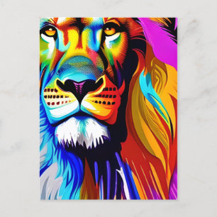 Carte Postale Art numérique Lion coloré   Anniversaire