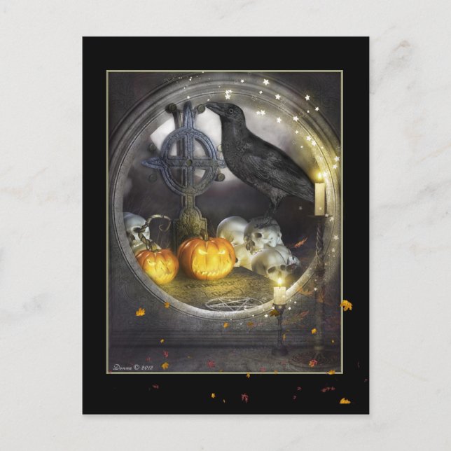 Carte postale Art numérique mystique corbeau (Devant)