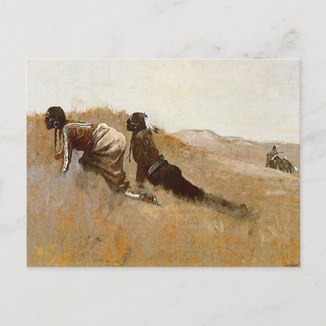 Carte Postale Art Occidental "Les scouts indiens observent le co (Devant)