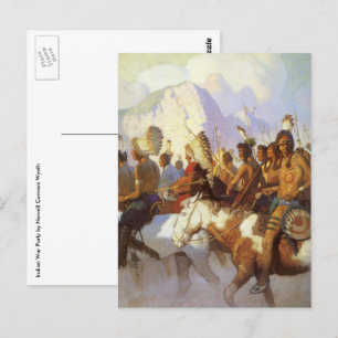 Carte Postale Art occidental vintage, Parti de la guerre indienn