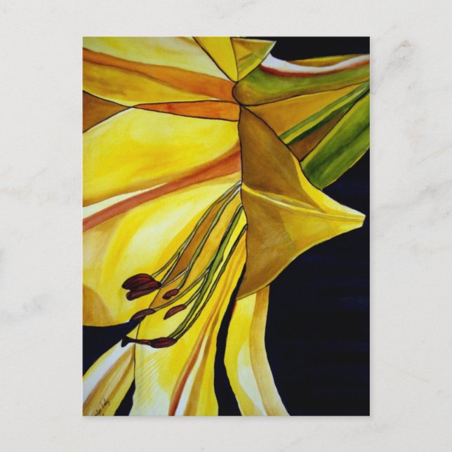 Carte Postale Art original de Lys doré jaune (Devant)