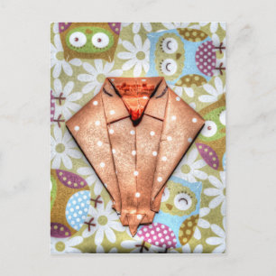 CARTE POSTALE ART PAPIER JAPONAIS ORIGAMI OWL