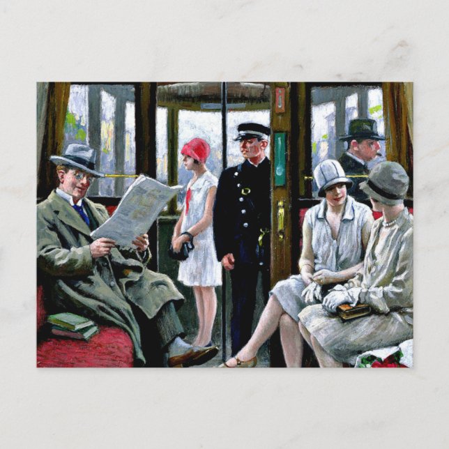 Carte Postale Art Paul-Gustave Fischer - Tram de Copenhague. (Devant)