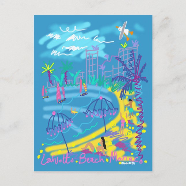 Carte postale Art : Plage de Larvotto Monaco Dessi (Devant)