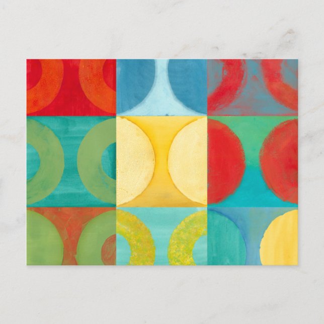 Carte Postale Art Pop brillant avec cercles et Carré (Devant)