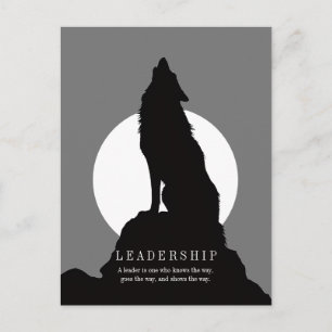 Carte Postale Art Pop Loup Noir Gris Hurlement De Leadership