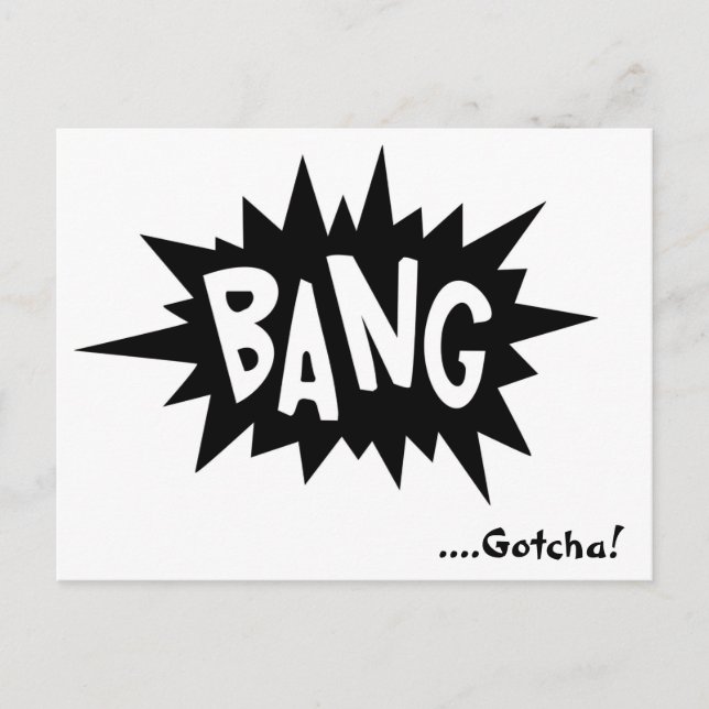 Carte Postale Art Pop Rétro, Bande Dessinée Bang! Pris sur le fa (Devant)