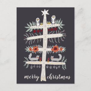 Carte Postale Art populaire Arbre de vie Noël Fêtes de Noël PERS