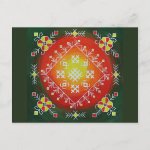 Carte Postale Art populaire traditionnel letton avec peinture de