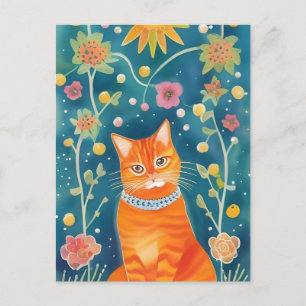 Carte Postale Art populaire Whimsical Tabby Cat