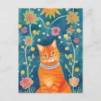 Carte Postale Art populaire Whimsical Tabby Cat