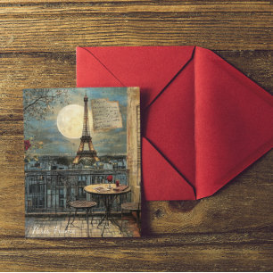 Carte Postale Art romantique personnalisé vintage Paris tour Eif