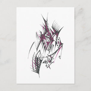Carte Postale Art tribal abstrait coloré électrique tatouage