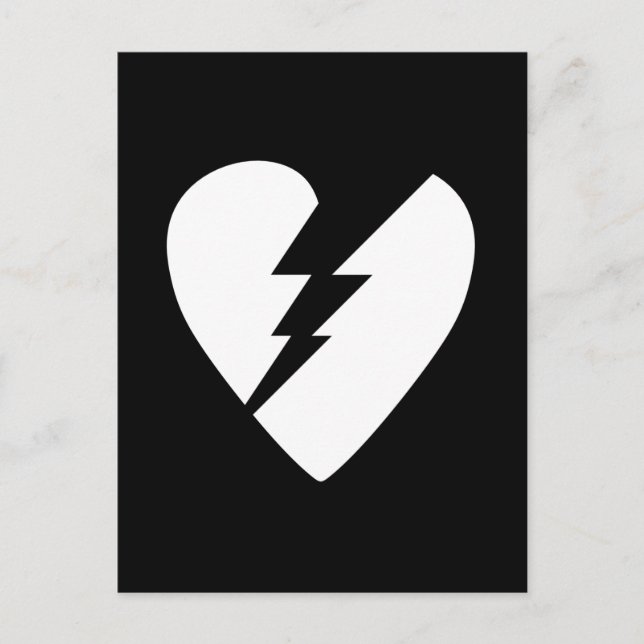 Carte Postale Art vectoriel du coeur brisé noir et blanc (Devant)