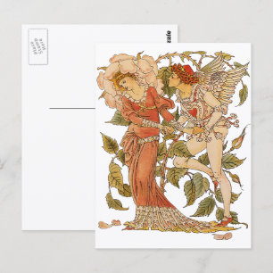 Carte Postale Art victorien vintage, Rose par Walter Crane