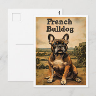 Carte Postale Art vintage Bouledogue français