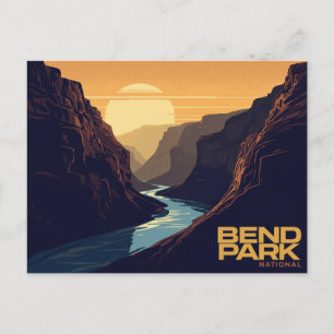 Carte Postale Art vintage de la rivière du canyon de Bend Park