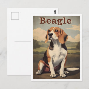 Carte Postale Art vintage du chien Beagle