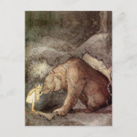 Art vintage John Bauer Baisé Ours sur le nez