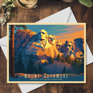 Carte Postale Art Vintage Mont Rushmore Dakota du Sud USA Voyage