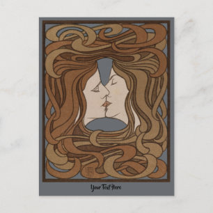 Carte Postale Art vintage Nouveau Le Baiser