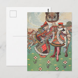 Carte Postale Art vintage Reine Roi Chat de Cheshire Wonderland