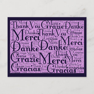 Carte Postale Art Word : Merci en plusieurs langues - Marine ros
