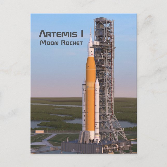 Carte Postale Artemis Une Lune Rocket sur Pad (Devant)