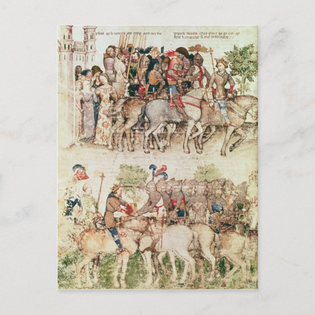 Carte Postale Arthur et ses chevaliers s'embarquent sur (Devant)