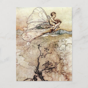 Carte Postale Arthur Rackham Fairy and Baby Flying