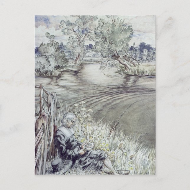Carte Postale Arthur Rackham |Izaak Walton incliné contre un F (Devant)