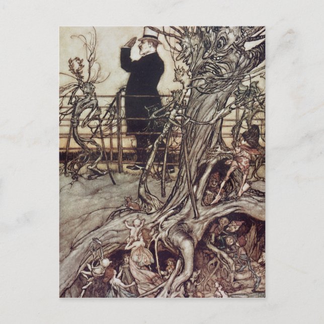 Carte Postale Arthur Rackham | Les jardins de Kensington sont à  (Devant)