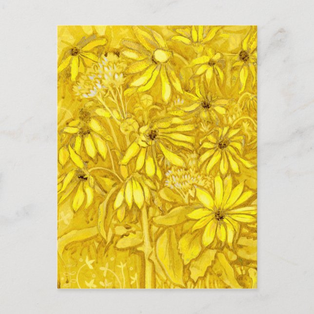 Carte Postale Artichauts de Jérusalem Fleurs d'été Floral Golden (Devant)