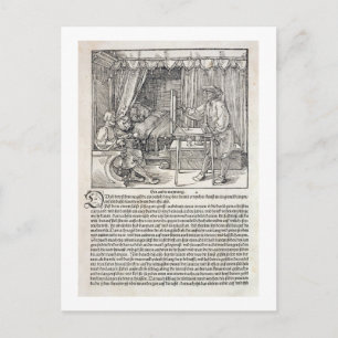 Carte Postale Artiste utilisant la machine à dessin de Durer pou
