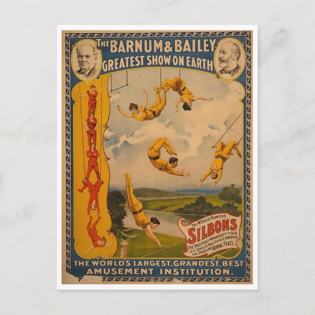 Carte Postale Artistes de Trapeze Barnum & Bailey 1896 (Devant)
