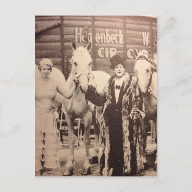 Carte Postale Artistes du cirque et Chevaux blancs (Devant)