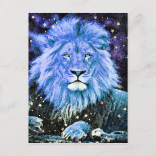 Carte Postale *~* Artsy AP23 Bleu céleste artistique LION