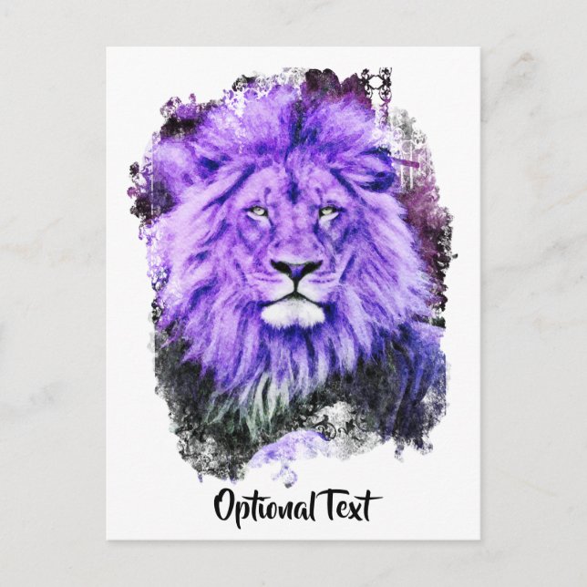 Carte Postale *~* Artsy AP23 Peinture Artistique Violet LION (Devant)