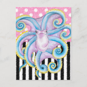 Carte Postale Artsy Octopus rose