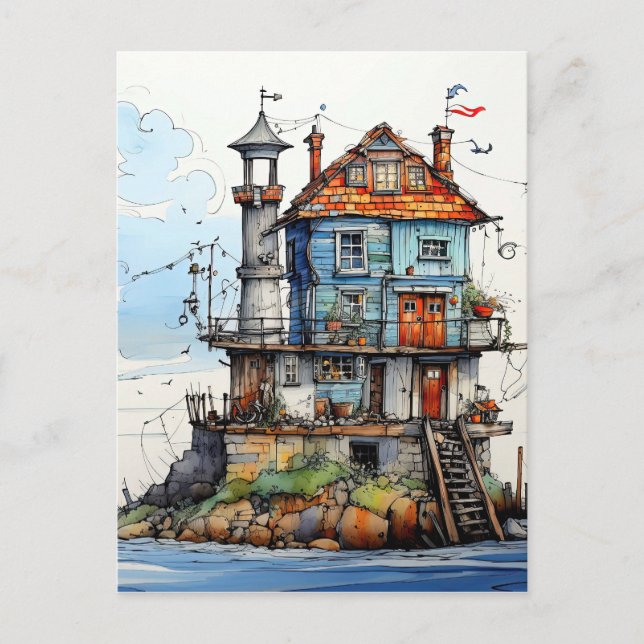Carte Postale Arty Little Seaside Shopping Art (Devant)