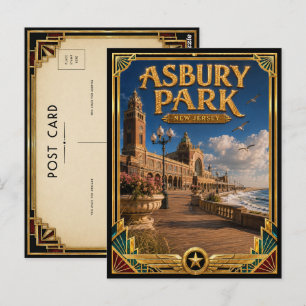 Carte Postale Asbury Park New Jersey Art Déco Vintage Âge d'Or