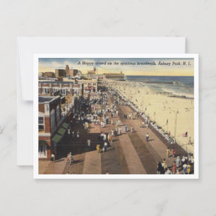 Carte Postale Asbury Park NJ, A Happy Boardwalk Crowd 1950