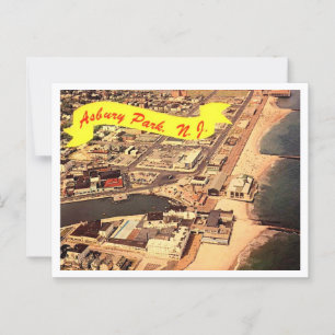 Carte Postale Asbury Park NJ Aerial View 1970 Vintage