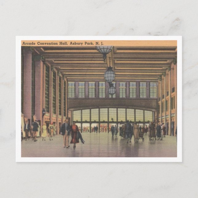 Carte Postale Asbury Park NJ, Salle de convention Arcade 1940 (Devant)