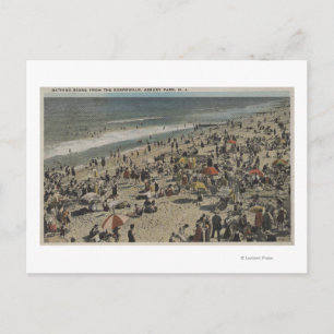 Carte Postale Asbury Park, NJ - Scène de baignade depuis Boardwa