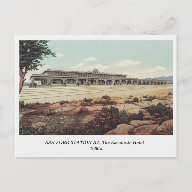 Carte Postale Ash Fork, Arizona Railway, Escalante Hotel 1900 (Devant)