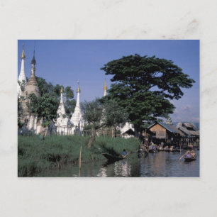 Carte Postale Asie, Myanmar, lac Inle. Un marché flottant.