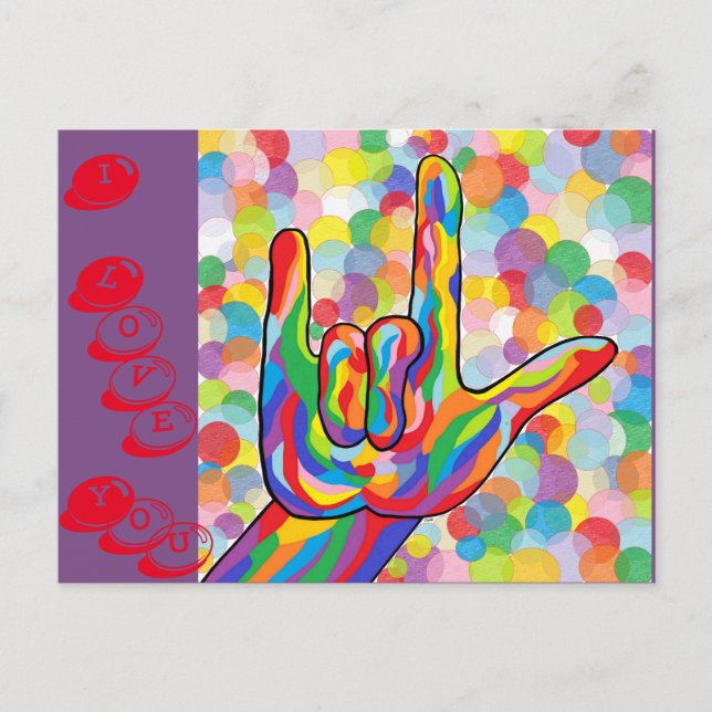 Carte Postale ASL I Love You with Bubble Arrière - plan (Devant)