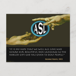 Carte Postale ASL : Le don de Dieu aux personnes sourdes
