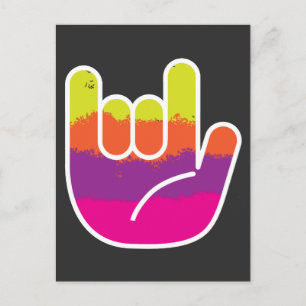 Carte Postale ASL Sign Language I Love You Tie Dye